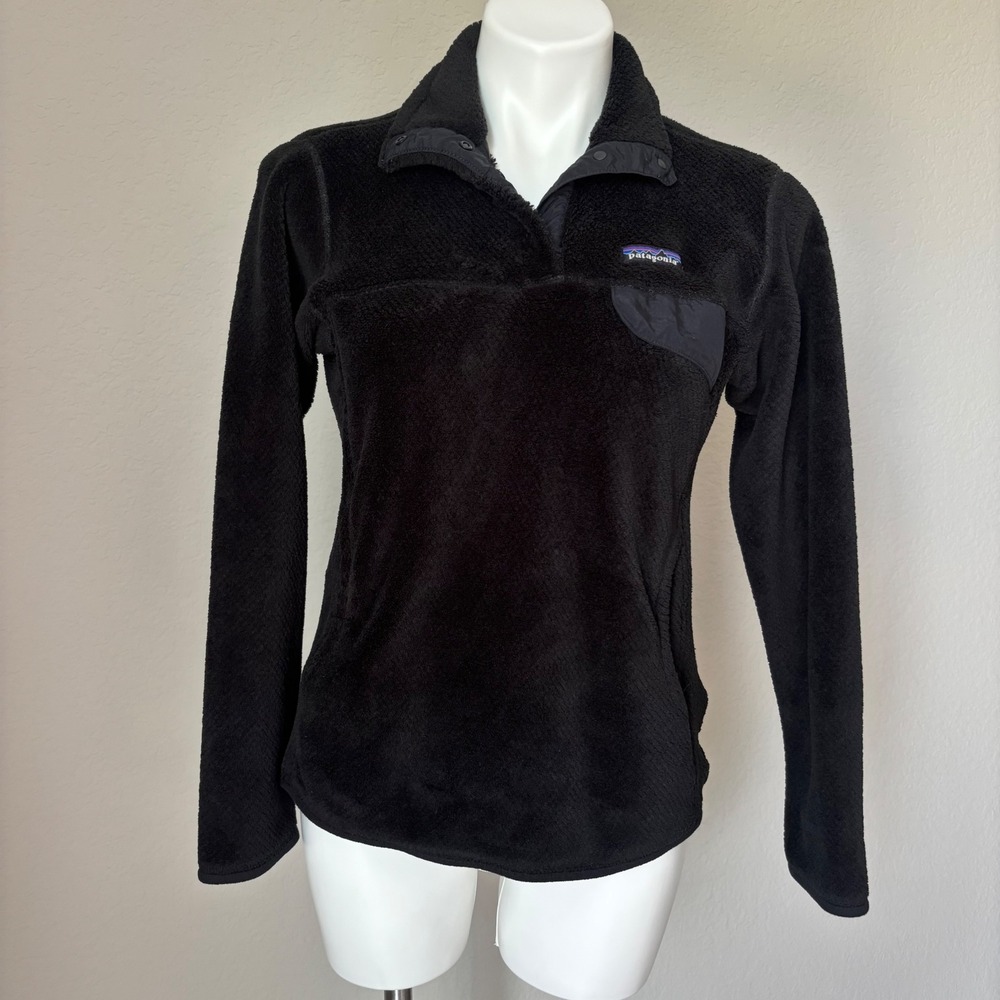 PATAGONIA RE-TOOL Black Fleece Snap-T Jacket Pullover Polartec Women's Sz Med